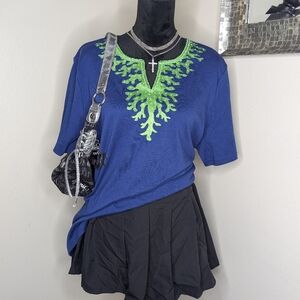 Quacker Factory Blue Green Top Xl